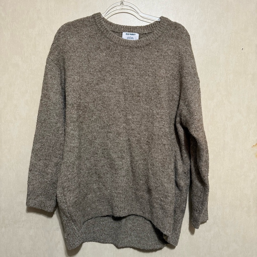 Old Navy Tan Cocoon Tunic Tight Knit Heavy Sweater